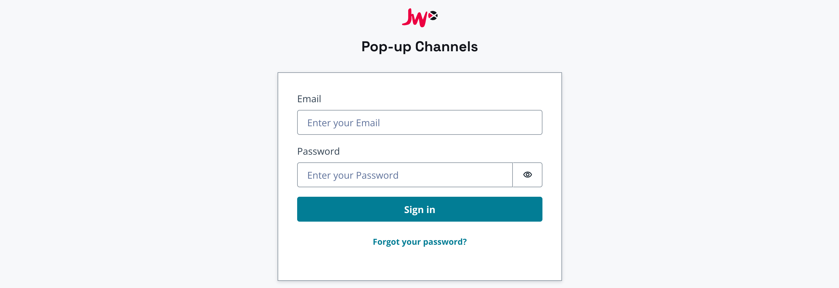 Pop-up Channels login screen